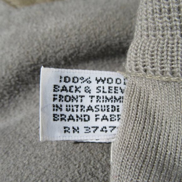 Vintage St. Croix Knits Suede & Wool Gray Grandpa Sweater Cardigan Size XL - Picture 8 of 8